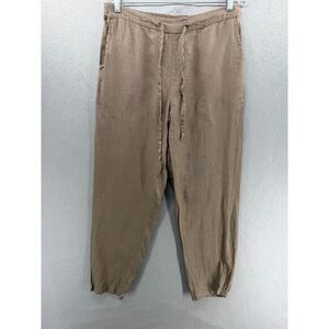 XIMO Pants Womens Size L Brown 100%‎ Linen Jogger Minimalist Neutral Lagenlook